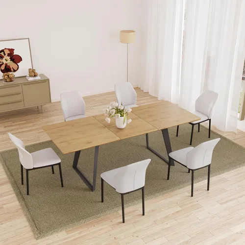 Miniatura 32 de ZckyCine Mesa de Comedor Moderna de Mediados de Siglo y Sillas para 4 Rectangular de Madera Expandible que Ahorra Espacio Multifuncional Marrón