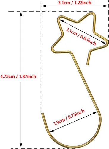 Miniatura 5 de Tupalizy 80 ganchos de adorno en forma de estrella para colgar decoraciones de árbol de Navidad, ganchos de acero inoxidable S para manualidades