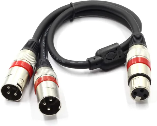 Miniatura 2 de Cable divisor XLR hembra a macho dual de 3 pines y cable de parche en Y para micrófono, adaptador de audio equilibrado (50CM)