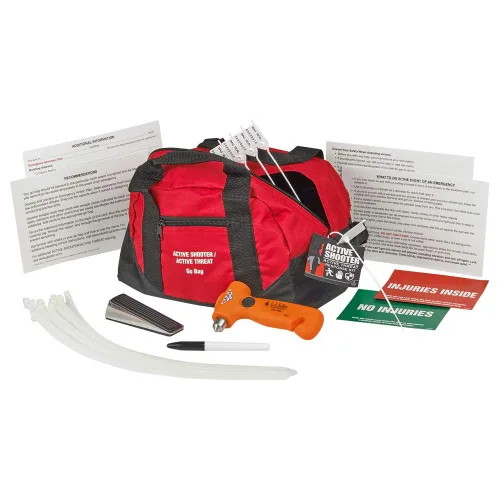 Go Bag Kit táctico de emergencia, incluye tarjetas de información y qué hacer, tarjetas de color, punzón de ventana, paquete de 10 bridas, tope de