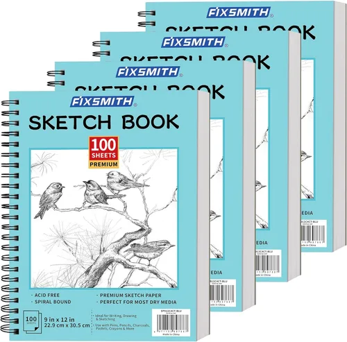 Miniatura 21 de FIXSMITH Cuaderno de bocetos de 5.5"X8.5" 100 hojas (68 lb/100gsm) Cuaderno de bocetos Papel de dibujo libre de ácido Bloc de bocetos de Negro