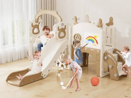 Miniatura 11 de XJD - Juego de tobogán y columpio 13 en 1 para niños pequeños, tobogán para niños de 1 año en adelante, juego de exterior para niños pequeños