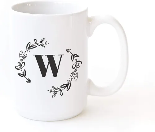 Miniatura 16 de The Cotton & Canvas Co. Botánico personalizado monograma inicial letra A taza de café porcelana cerámica taza de café para ella, para él