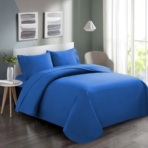 Miniatura 11 de Marina Decoration Juego de sábanas de 4 piezas con 2 fundas de almohada bordadas, de rayón sólido de bambú para todas las estaciones, con 2 fundas