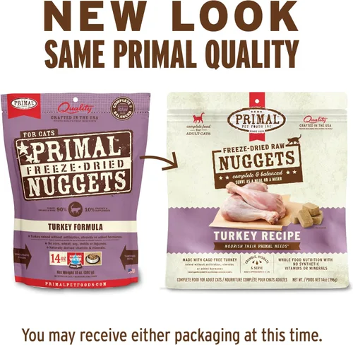 Miniatura 2 de Primal Nuggets de Comida Cruda Liofilizada para Gatos Pavo, Comida Completa y Equilibrada o Topper, Premium, Saludable, Sin Granos, Comida Cruda