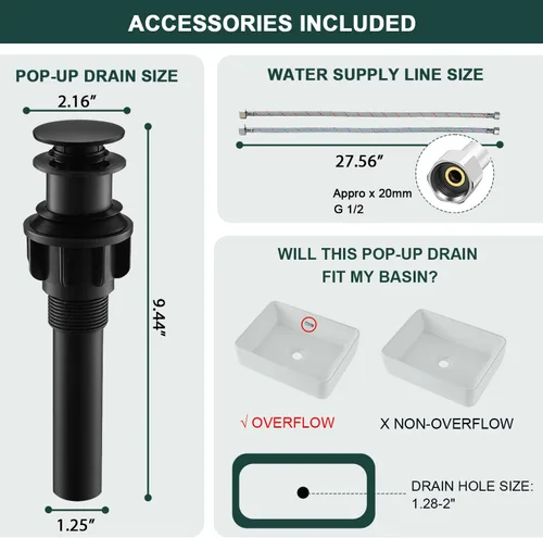 Miniatura 5 de Grifo de baño de cascada alto negro, grifo de fregadero Hanlde con boquilla de cascada, grifos de baño para 1 agujero, grifo mezclador de tocador