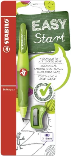 STABILO EASYergo 3.15 - Lápiz mecánico ergonómico - diestro - verde claro/verde oscuro + sacapuntas