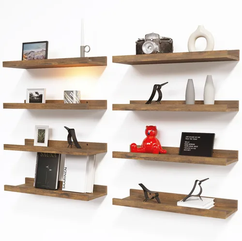 Miniatura 12 de RICHER HOUSE Juego de 3 estantes flotantes para pared, estantes negros de 16 pulgadas para montar en la pared con borde para almacenamiento, estante