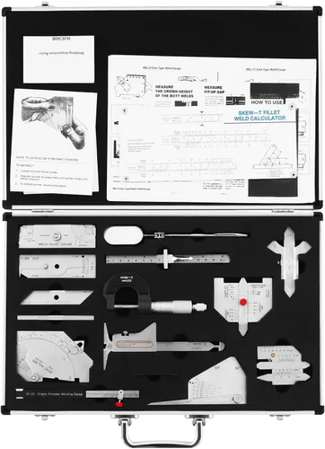 Miniatura 8 de Kit de inspección de herramientas de calibre de soldadura, calibre de profundidad de clip deslizante en pulgadas y métrica, medidor de soldadura