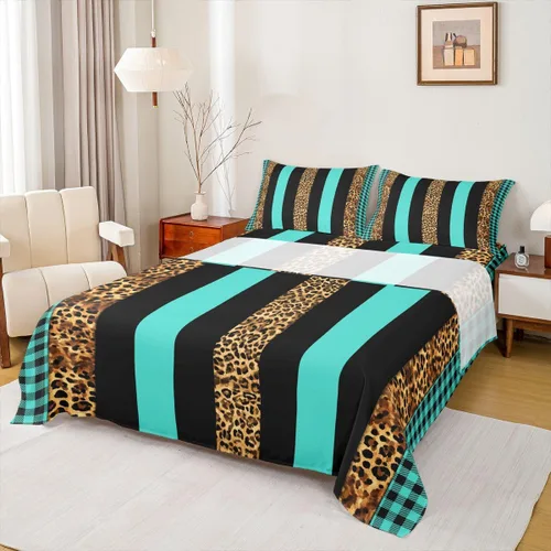 Miniatura 27 de Manfei Juego de sábanas de acuarela floral tamaño individual, juego de ropa de cama con flores botánicas, juego de sábanas de dibujos animados