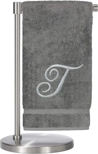 Miniatura 142 de Script R - Toalla de baño con monograma, regalo personalizado, 27 x 54 pulgadas, juego de 1 toalla bordada con texto dorado, 100% algodón turco