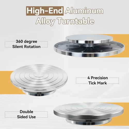 Miniatura 6 de Rueda de escultura de cerámica de doble cara de 12 pulgadas para adultos, rueda de aluminio resistente con rodamientos de bolas, para cerámica