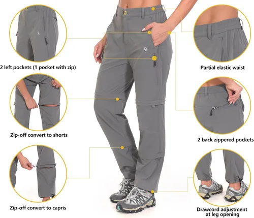 Miniatura 3 de Little Donkey Andy. Pantalones convertibles para mujer, elásticos, con cremallera y de secado rápido, para senderismo