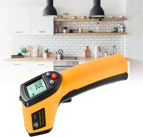 Miniatura 7 de Tyenaza Pistola de medición de temperatura, termómetro infrarrojo de mano de alta precisión de posicionamiento láser sin contacto para cocinar