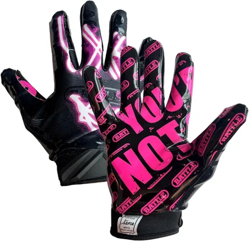 Miniatura 28 de Battle Sports - Guantes de fútbol americano para receptor abierto con dorso de mano, ultraadherentes y con agarre, antideslizantes, para adultos