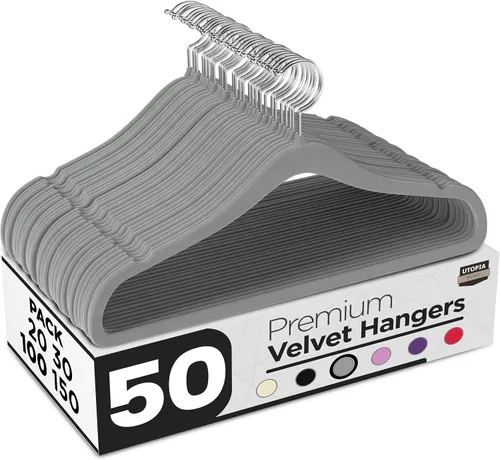 Miniatura 26 de Utopia Home Velvet Hanger - Paquete de 50 perchas delgadas antideslizantes de lujo para pantalones y abrigos, perchas fuertes que ahorran espacio