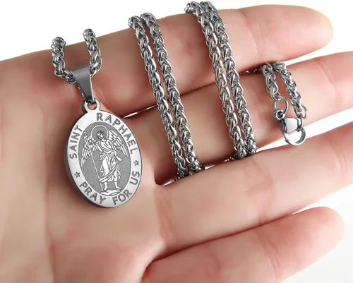 Miniatura 110 de P. BLAKE Collar ovalado de San Cristóbal, Miguel, José, Jude/Virgen María/José/Francisco/Patrick/Anthony/Benedict/Thomas para hombres y mujeres