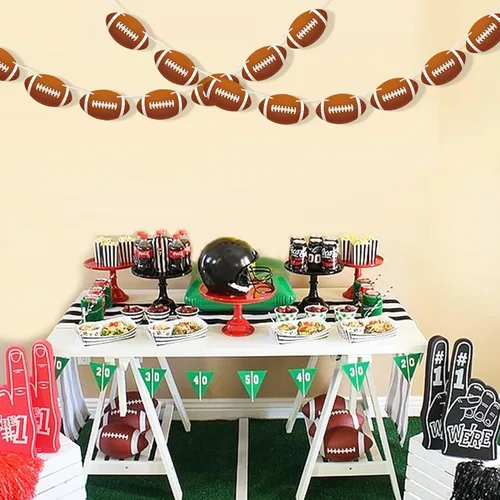 Miniatura 5 de 2 piezas de decoración de fiesta de fútbol americano guirnalda colgante de fútbol recortes de papel de fútbol para fiesta de cumpleaños, suministros