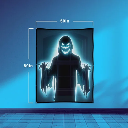 Miniatura 2 de Proyector de Halloween Holograma Pantalla Plegable: 100 Pulgadas Portátil Antiarrugas Interior Doble Cara Proyector de Video Pantalla para Proyectar
