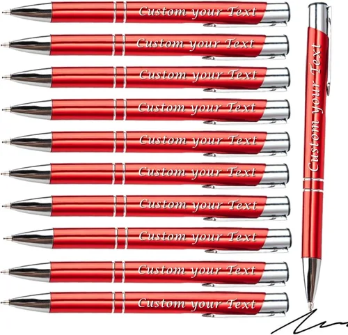 Miniatura 7 de AOK 50PACK Bolígrafos personalizados Tinta negra personalizada - Bolígrafos de nombre metálicos - Grabados por láser con su texto o mensaje (negro)