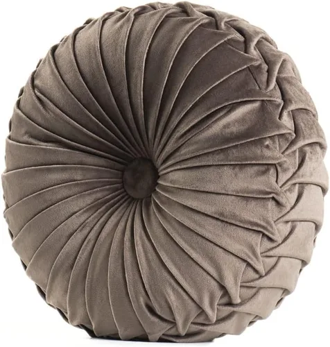 Miniatura 22 de MOJUN Almohada de terciopelo redonda, plisada, rellena, almohada decorativa para el hogar para sofá, silla, cama, automóvil, suelo