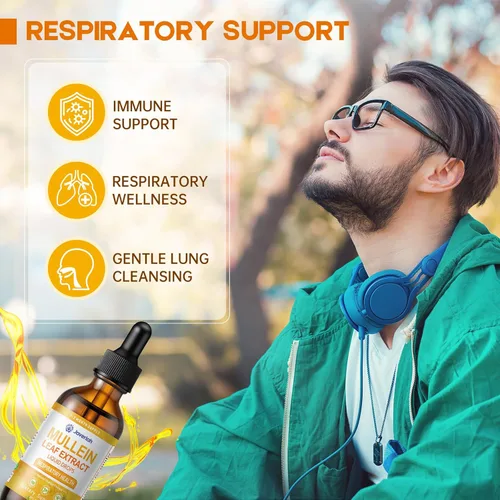 Miniatura 3 de Gotas de gordolobo para limpieza de pulmones - Cordyceps, raíz de malvavisco y extracto de raíz de regaliz, suplemento herbal respiratorio