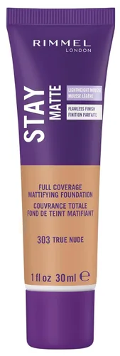 Rimmel London Stay Matte Liquid Mousse - 303 True Nude - Base, ligera, control del brillo, sin aceite, 1oz