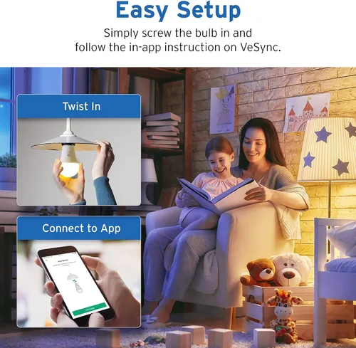 Miniatura 2 de Etekcity ESL100 - Bombilla inteligente compatible con Alexa, Google Home e IFTTT, 4 unidades (paquete de 1), 9 W (equivalente a 60 W), 806 LM, 2700
