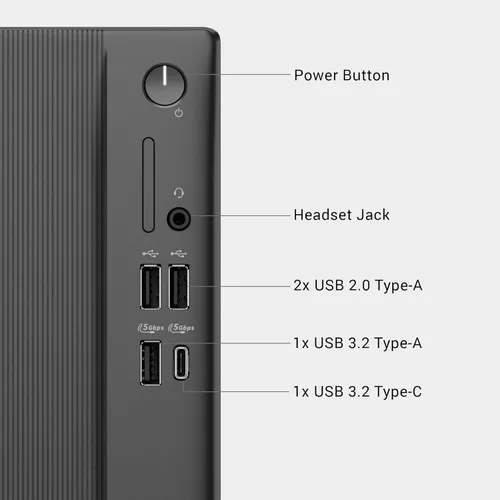 Miniatura 10 de Dell Escritorio AMD Slim DS1265 - Procesador AMD Ryzen™ 5 150, AMD Radeon™ 660M, memoria DDR5 de 16 GB de 4800 MT/s, SSD M.2 de 512 GB, teclado