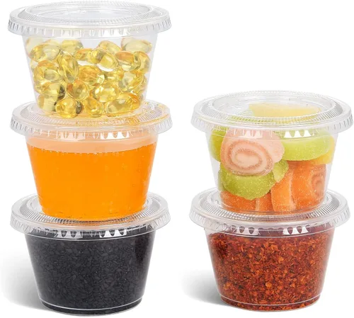 Miniatura 2 de EDI recipientes de plástico transparentes descartables con tapa, 2 onza, Transparente