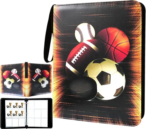 Álbum para Tarjetas de Intercambio, Carpeta para Tarjetas Deportivas de 9 Bolsillos con 50 Fundas Compatibles con 900 Tarjetas Deportivas, Carpeta
