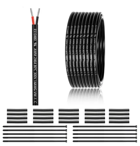 Miniatura 30 de Cable eléctrico de calibre 12 y 2 conductores de 25 pies, cable de 12 AWG UL 2464 de 2 hilos de cobre estañado trenzado en PVC de calibre 12/2