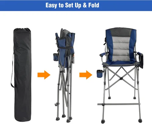 Miniatura 8 de REDCAMP Silla de campamento alta de gran tamaño para adultos, silla de directores plegable portátil de 330 libras, taburete plegable de altura