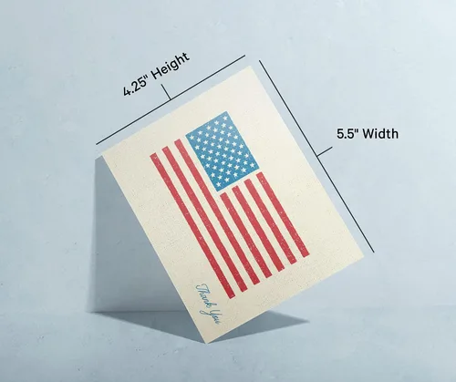 Miniatura 7 de Twigs Paper - Tarjetas de agradecimiento con la bandera estadounidense, tarjetas patrióticas estacionarias en blanco con sobres, tarjeta