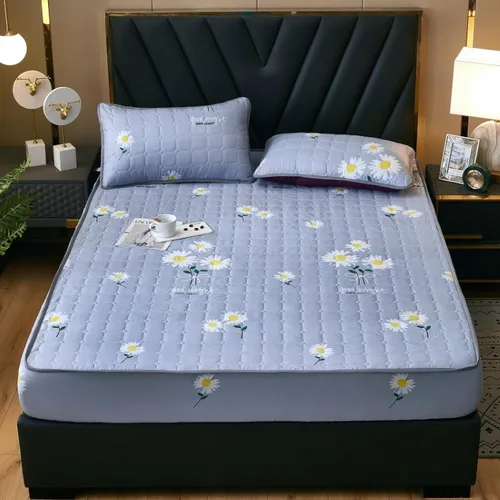 Miniatura 13 de FCLDESHOP Funda de cama, sábanas bajeras gruesas y acolchadas de color sólido, para habitación de los niños, con estampado de animé, geometría, 59.1