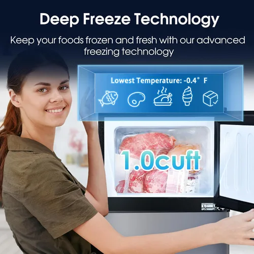 Miniatura 4 de Anypro Refrigerador de 2.9 pies cúbicos con congelador, refrigerador de doble puerta con control de temperatura de 7 niveles, luz LED, estantes