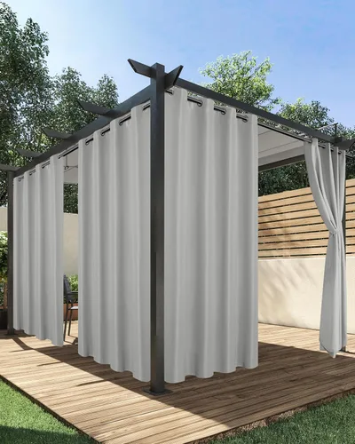 Miniatura 8 de HolidayIdeas Cortinas impermeables para patio, 4 paneles, 54 x 84 pulgadas, protección de privacidad y filtrado de luz, cortinas exteriores con Negro