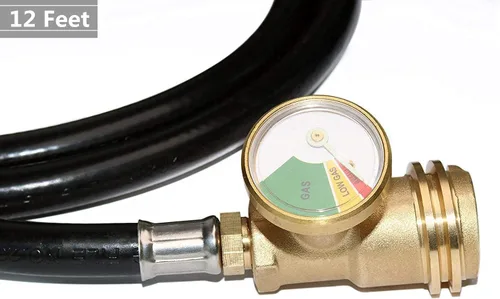 Miniatura 4 de DOZYANT Manguera de propano de 12 pies con medidor, incluye adaptador de tanque que convierte tanque LP POL de 100 libras a QCC1 para parrilla
