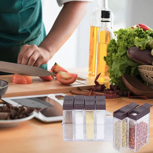 Miniatura 5 de URALFA Recipientes Pequeños para Especias con Tapas 2 en 1, Paquete de 24, Agitadores de Especias con Orificios Ajustables y Tapas, Frascos de Marrón