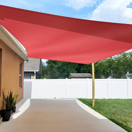 TANG Sunshades Depot - Toldo rectangular permeable de 16 x 20 pies, color rojo, personalizable, estándar comercial, polietileno de alta densidad de