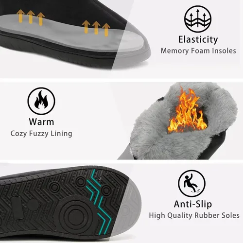 Miniatura 2 de Pantuflas para hombre y mujer, con forro de piel cálida, espuma viscoelástica, para invierno, para casa