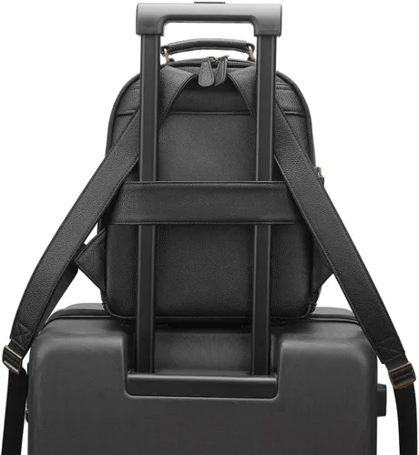 Miniatura 8 de Mochila para cámara pequeña, piel sintética clásica con compartimento para tableta de 11 pulgadas, bolsa de cámara profesional para fotógrafos