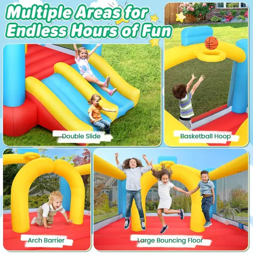 Miniatura 3 de WHUBEFY Casa de rebote, casa inflable para niños con ventilador incluido, casa de juegos para interiores y exteriores, casa inflable para patio