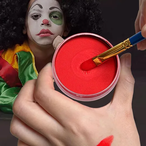 Miniatura 8 de Pintura facial roja de 4.23 oz (120 g) no tóxica, kit de pintura facial activada por agua para niños y adultos, paleta de pintura facial de gran