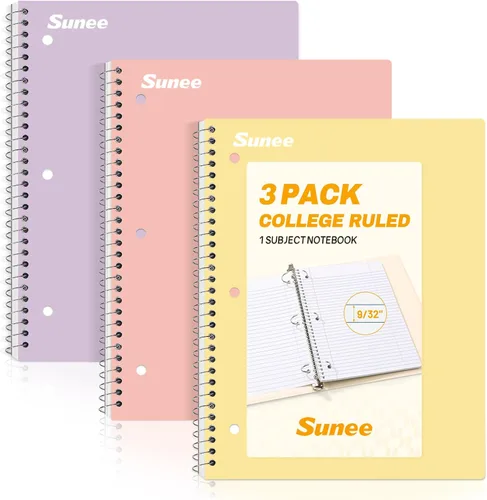Miniatura 9 de SUNEE Spiral Notebook, 2-Subject, College Ruled Paper, 6" x 9-1/2", 80 Sheets, Spiral Notebooks for School, Black