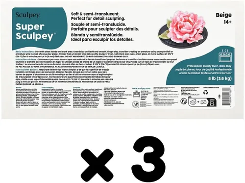 Miniatura 3 de Super Sculpey Professional Quality Oven-Bake Polymer Clay, Beige, 8 lb. (Pack of 3)