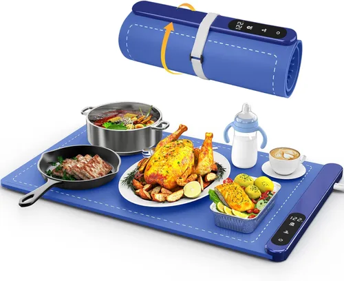 Tapete de calentamiento de alimentos, tapete de calentamiento de grafeno para alimentos, bandeja de calentamiento eléctrica portátil para fiestas,