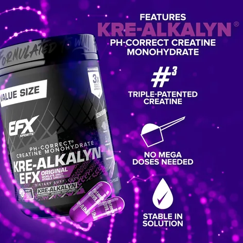 Miniatura 5 de EFX Sports Kre-Alkalyn EFX Suplemento de píldora de monohidrato de creatina con pH correcto Fuerza, crecimiento muscular y rendimiento 200