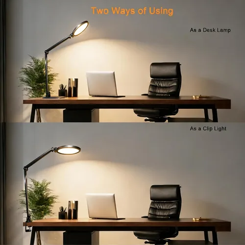 Miniatura 3 de NS Lámpara de escritorio LED profesional con control remoto, luz regulable CRI95+, 3000K – 6000K CCT ajustable, ángulo flexible, abrazadera