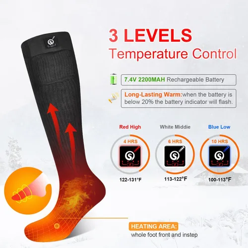 Miniatura 3 de Calcetines térmicos para mujeres y hombres, calentadores de pies eléctricos recargables, calcetines de calefacción con batería recargable, pies